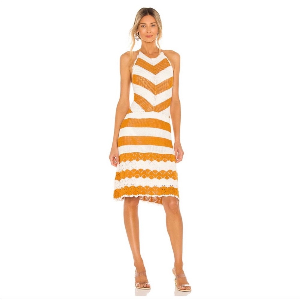 BCBG- Sweater Halter Dress in Ivory & Caramel Spice- size L